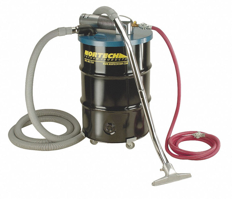 Drum Vacuum: Wet/Dry, Std, 55 gal Tank Size, Steel, 2 in Vacuum Hose Dia., 3/4 in FNPT