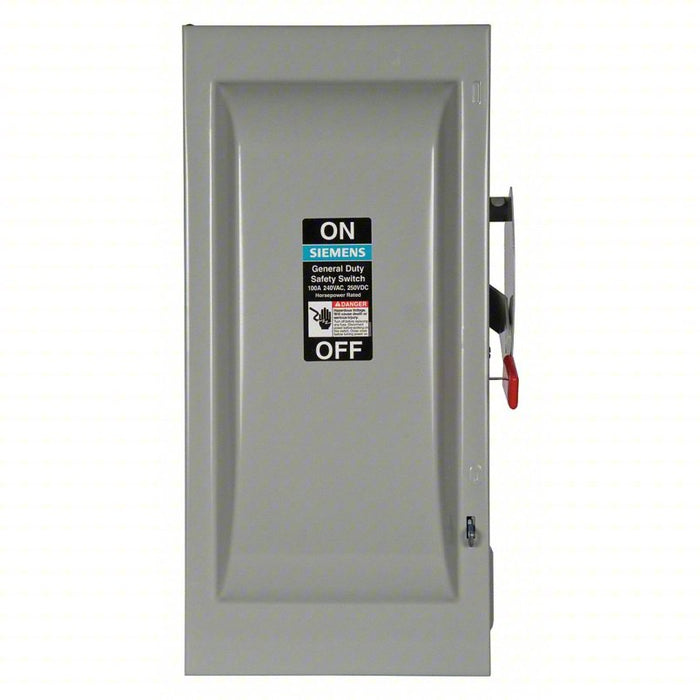 Safety Switch: Fusible, 100 A, Three Phase, 240V AC, Galvanized Steel, Indoor
