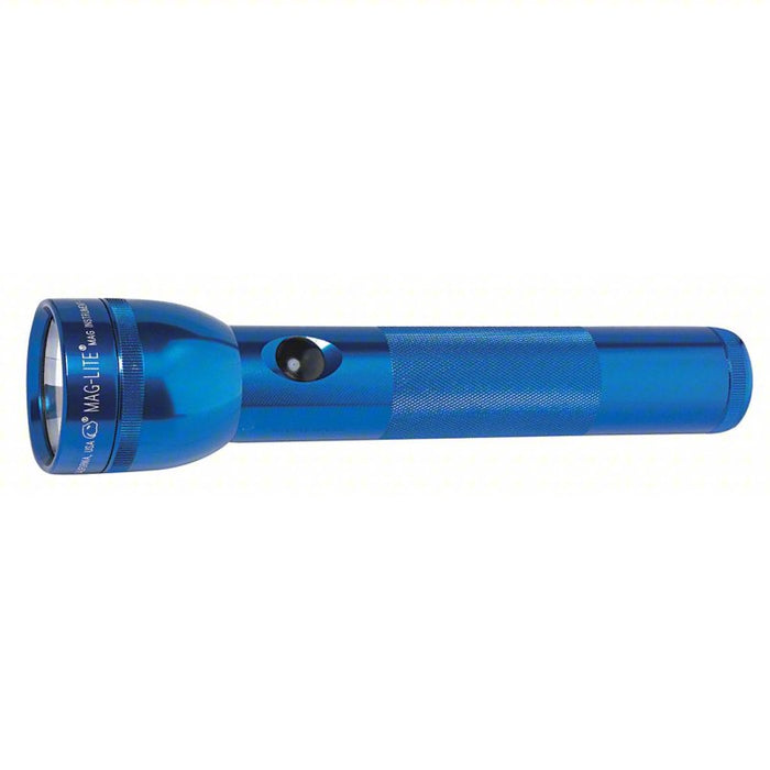 Handheld Flashlight: D Battery, Xenon, 10.0 in Lg, 27 lm Max Lumens Output, Aluminum, Blue