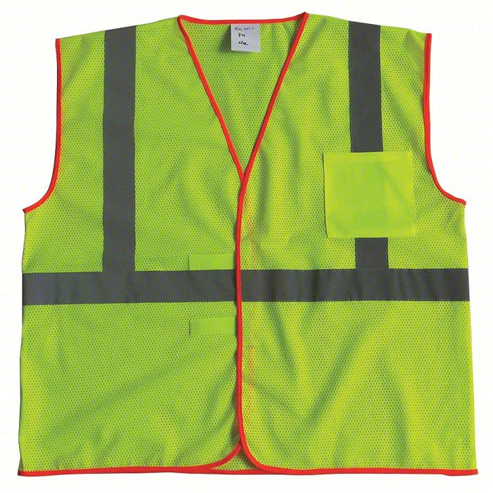 High-Visibility Vest: U, S/M, Lime, Mesh Polyester, Hook-and-Loop, Single