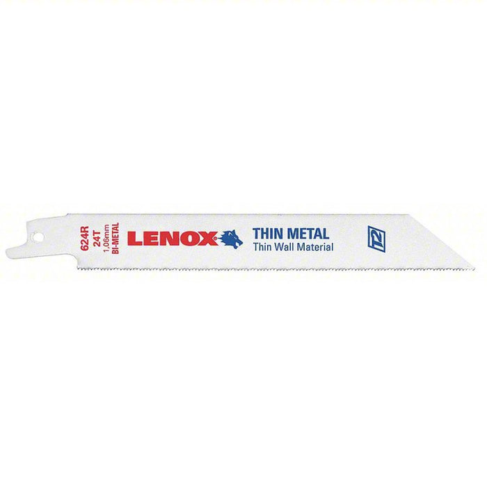 Reciprocating Saw Blade: 24 Teeth per Inch, 6 in Blade Lg, 3/4 in Ht, 0.035 in Cut Wd, 25 PK