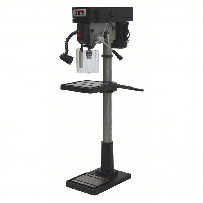 Floor Drill Press: Belt, Fixed, 350 RPM – 2,800 RPM, 115/230V AC /Single-Phase, 16 7/8 in Swing