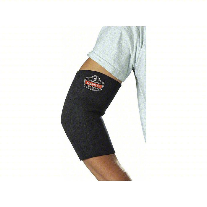 Elbow Sleeve: XL Ergonomic Support Size, Black, Pull-Over, Fits 12 to 13 in