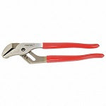 Tongue and Groove Pliers: Flat, Groove Joint, 1 3/4 in Max Jaw Opening, 10 in Overall Lg, Serrated