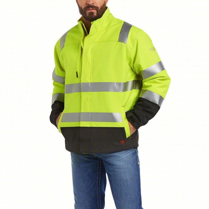 FR Insulated Waterproof Hi-Vis Jacket: 4 PPE CAT, 52 cal/sq cm ATPV, Men's, L, Regular, Yellow