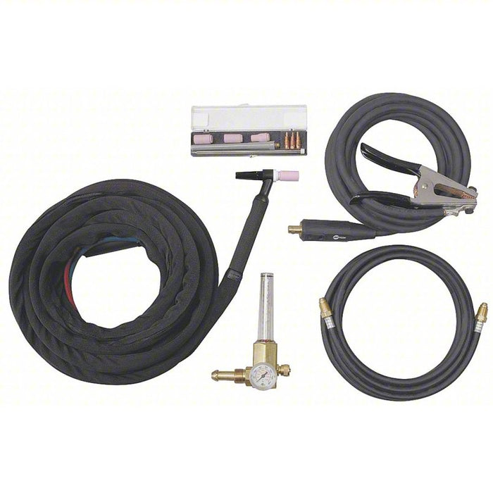 TIG Torch Kit: Water-Cooled, W-375, 25 ft, Braided Rubber, 3-Piece, 301253