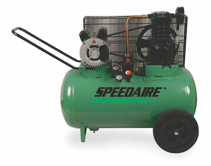 Portable Air Compressor: Oil Lubricated, 20 gal, Horizontal, 2 hp, 5.5 cfm @ 90 psi