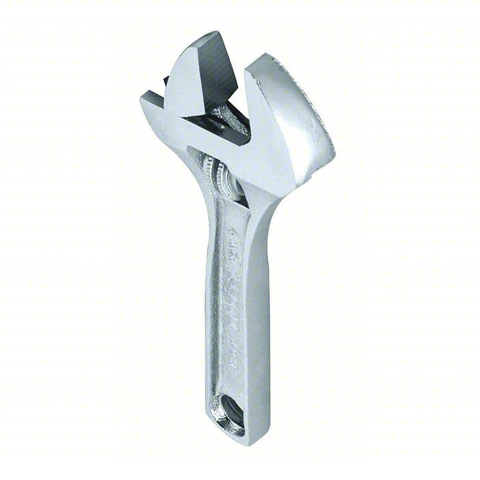 Adjustable Wrench: Alloy Steel, Chrome, 12 in Overall Lg, 1 9/16 in Jaw Capacity, Plain Grip
