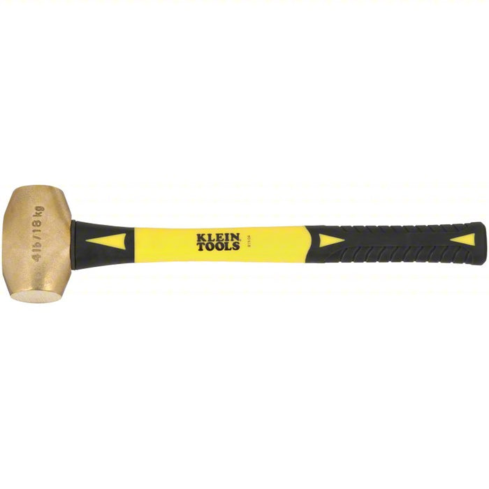 Non-Sparking Engineering Hammer: Fiberglass Handle, 4 lb Head Wt, 1 3/4 in Dia, 16 in Overall Lg