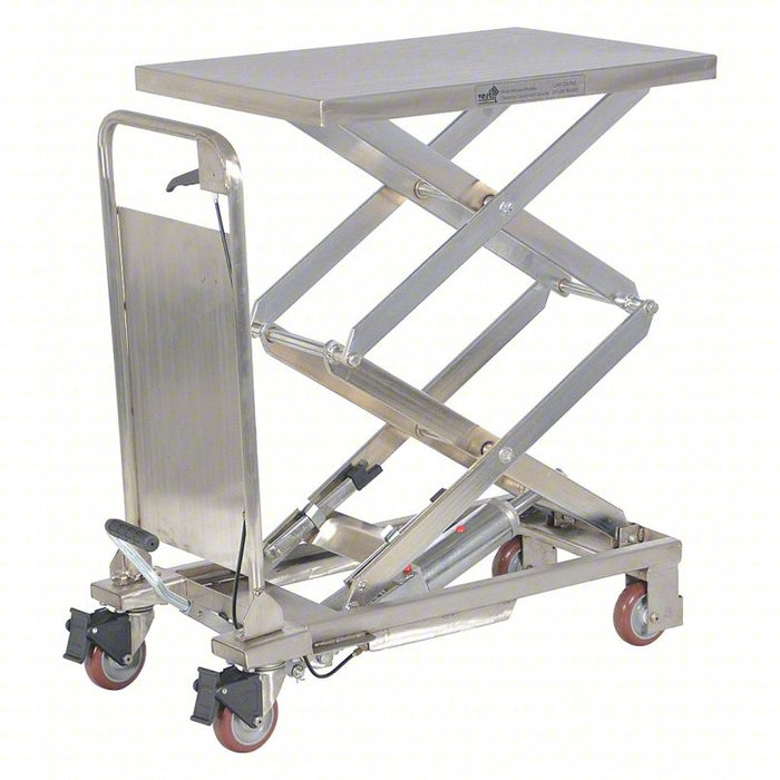 Corrosion-Resistant Manual Mobile Scissor-Lift Table: 220 lb Load Capacity