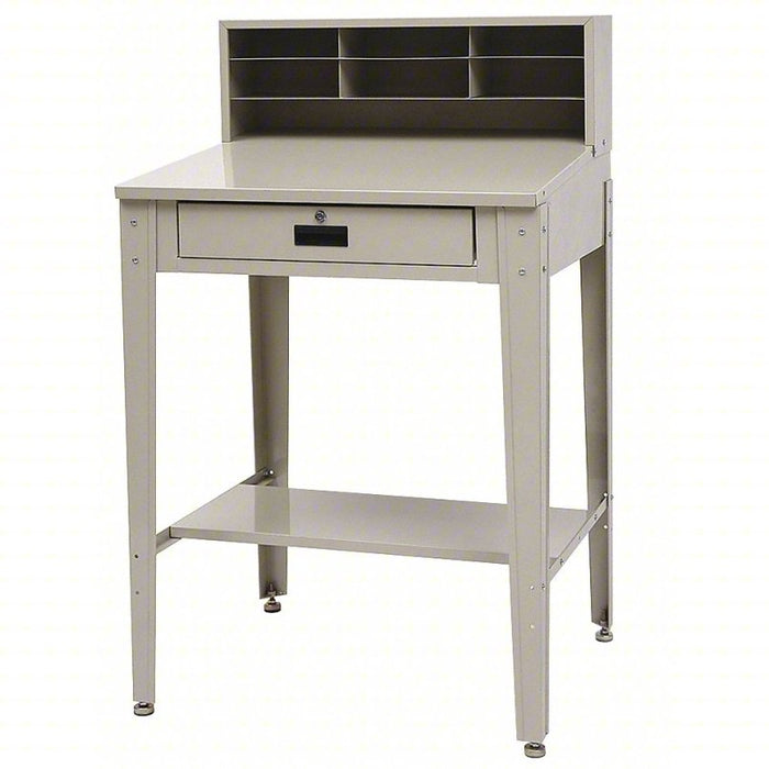 Shop Desk: Open-Base Desk, 34 in x 30 1/4 in x 55 1/2 in, 1 Drawers, 1 Shelves