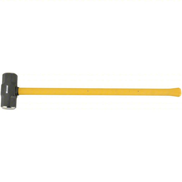 Standard Sledge Hammer: Steel, Fiberglass Handle, 6 lb Head Wt, 2 1/4 in Dia, 33 in Overall Lg