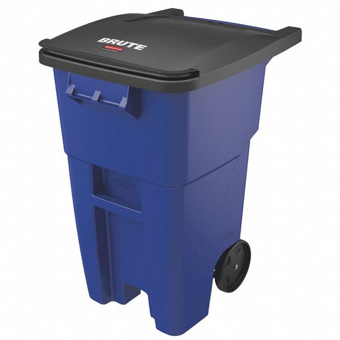 Rollout Trash Can: BRUTE(R), Blue, 50 gal Capacity, 24 in Wd/Dia