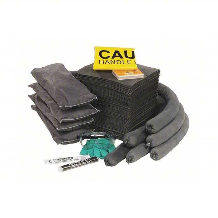 Spill Kit Refill: 30 gal Volume Absorbed Per Kit, (2) Pr of Gloves/Safety Goggles