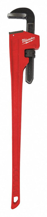 Pipe Wrench: Cast Iron, 6 in Jaw Capacity, Serrated, 48 in Overall Lg, Ergonomic