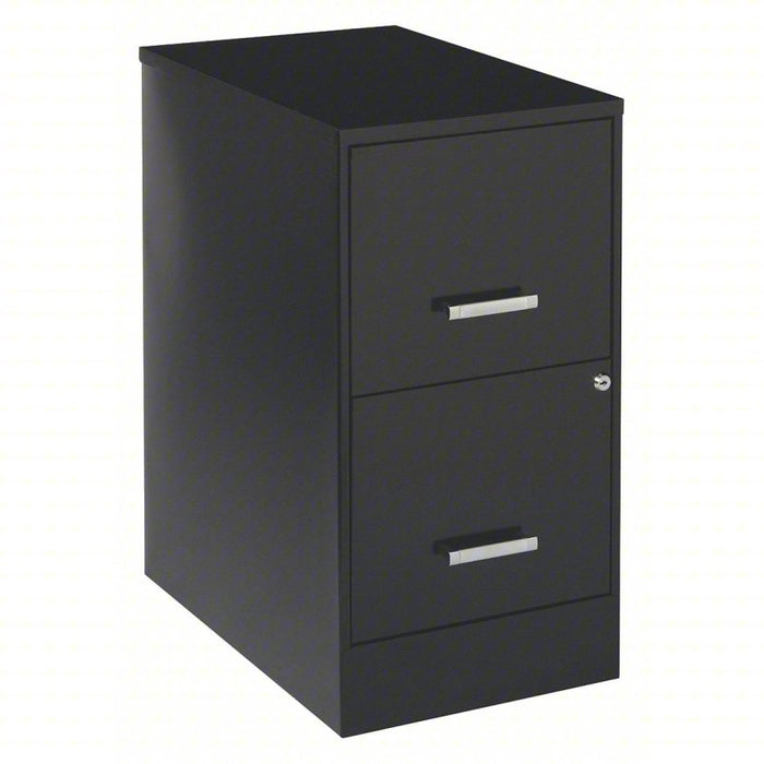 Vertical File Cabinet: Black, 2 Drawers, 26 3/4 in Overall Ht, 22 in Overall Dp