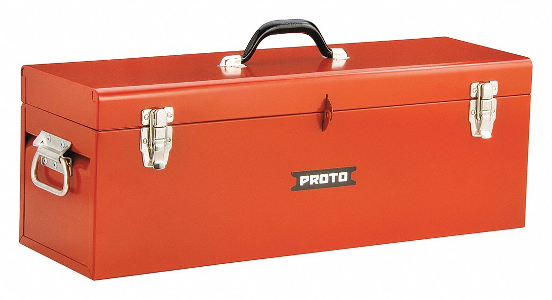 Tool Box: 26 in Overall Wd, 8 1/2 in Overall Dp, 9 1/2 in Overall Ht, Padlockable, Red