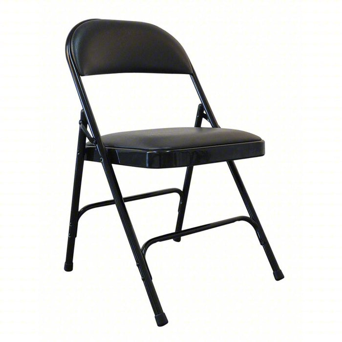 Padded Folding Chair: Black Seat, Vinyl Seat, Steel Frame, Black Seat, Vinyl Back