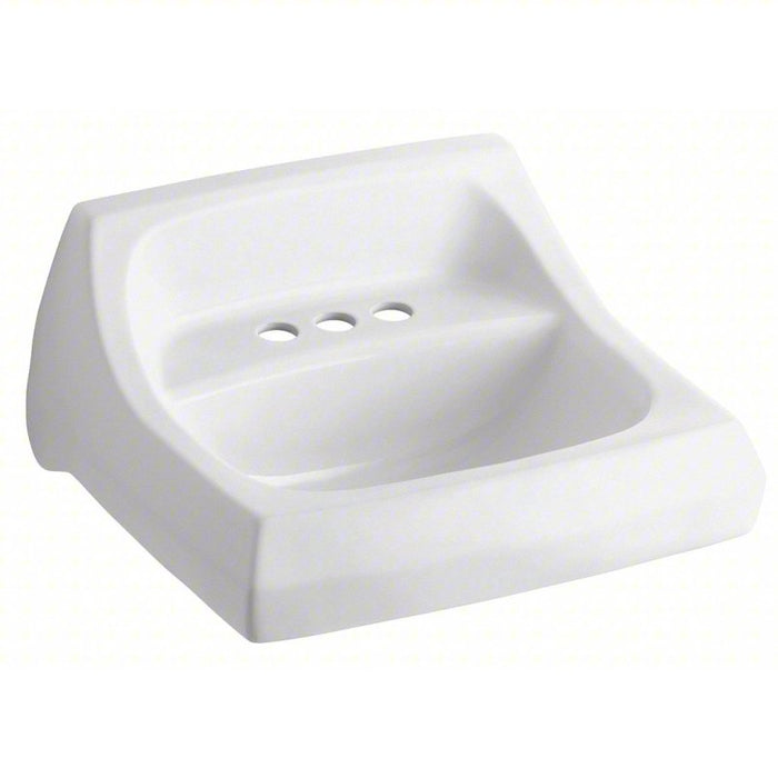 Bathroom Sink: Kohler, Kingston(TM), White, Vitreous China, 21 1/4 in Overall Lg, Wall Hanger