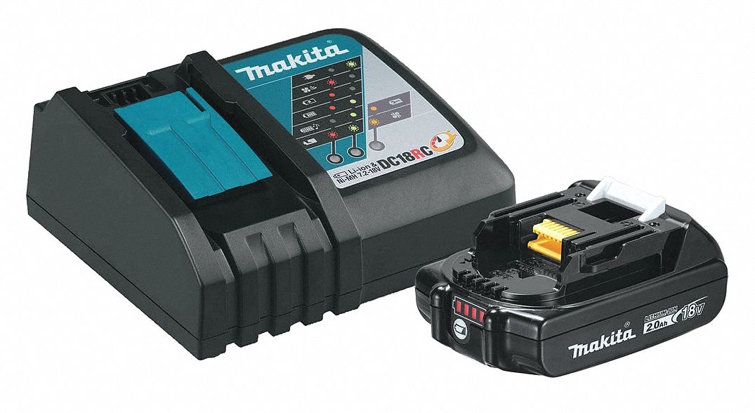 Battery and Charger Kit: Makita, 18V LXT, Li-ion, Charger Included, 1 Batteries Included, 2 Ah, LXT