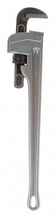 Pipe Wrench: Aluminum, 3 in Jaw Capacity, Serrated, 24 in Overall Lg, I-Beam