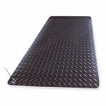 Static Dissipative Floor Mat: Conductive, 3 ft x 5 ft, Diamond Plate, Vinyl, Rubber Foam, Black