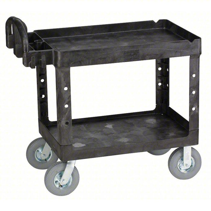 Utility Cart with Deep Lipped Plastic Shelves: 500 lb Load Capacity