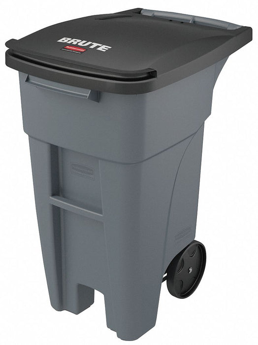Rollout Trash Can: BRUTE(R), Gray, 32 gal Capacity, 20 1/2 in Wd/Dia