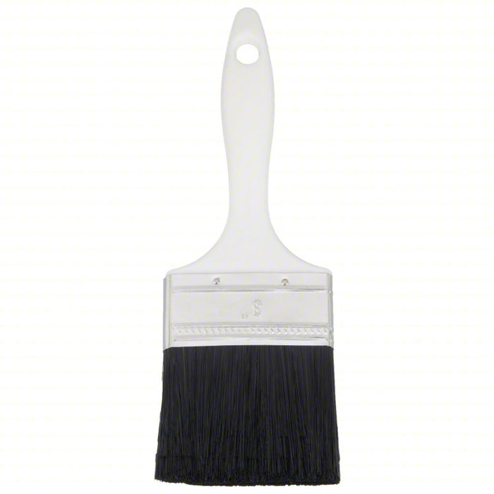 Paint Brush: Flat Sash Brush, 3 in, Synthetic, Polyester, 9 3/8 in Overall Lg