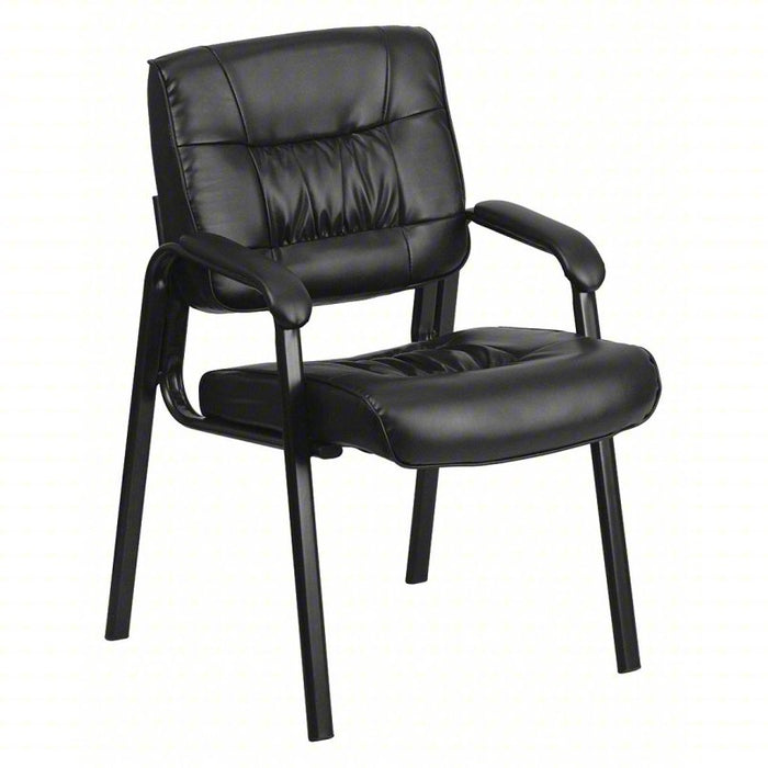 Side Chair: Fixed Arm, Black, Leather, 250 lb Wt Capacity, Unassembled