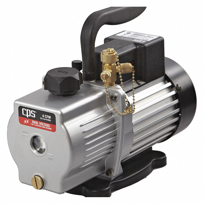 Vacuum Pump: 4 cfm Displacement, 1/2 hp HP, 10 micron, 22 lb Wt