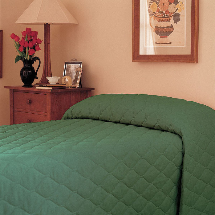 Bedspread: Twin, 71 in Wd, 102 in Lg, Forest Green, Poly/Cotton, Poly/Cotton, Polyester