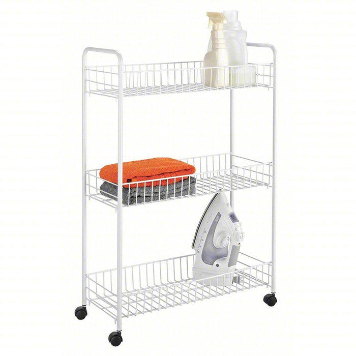 Laundry Accessory Cart: 24 in Overall Lg, 8 in Overall Wd, 32 in Overall Ht, White