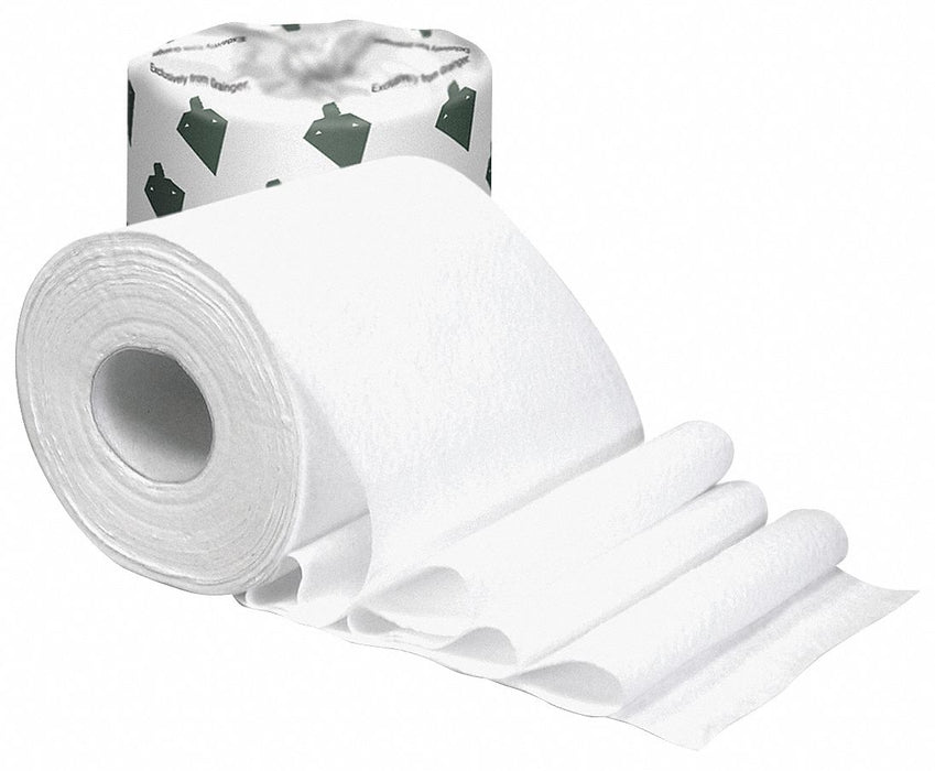 Toilet Paper Roll: 2 Ply, 500 Sheets, 150 ft Roll Lg, 4 1/4 in Roll Dia., Tough Guy, 48 PK