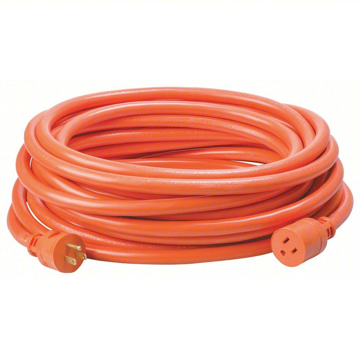 Extension Cord: 50 ft Cord Lg, 12 AWG Wire Size, 12/3, STW, NEMA 5-15P, Orange, 1 Outlets