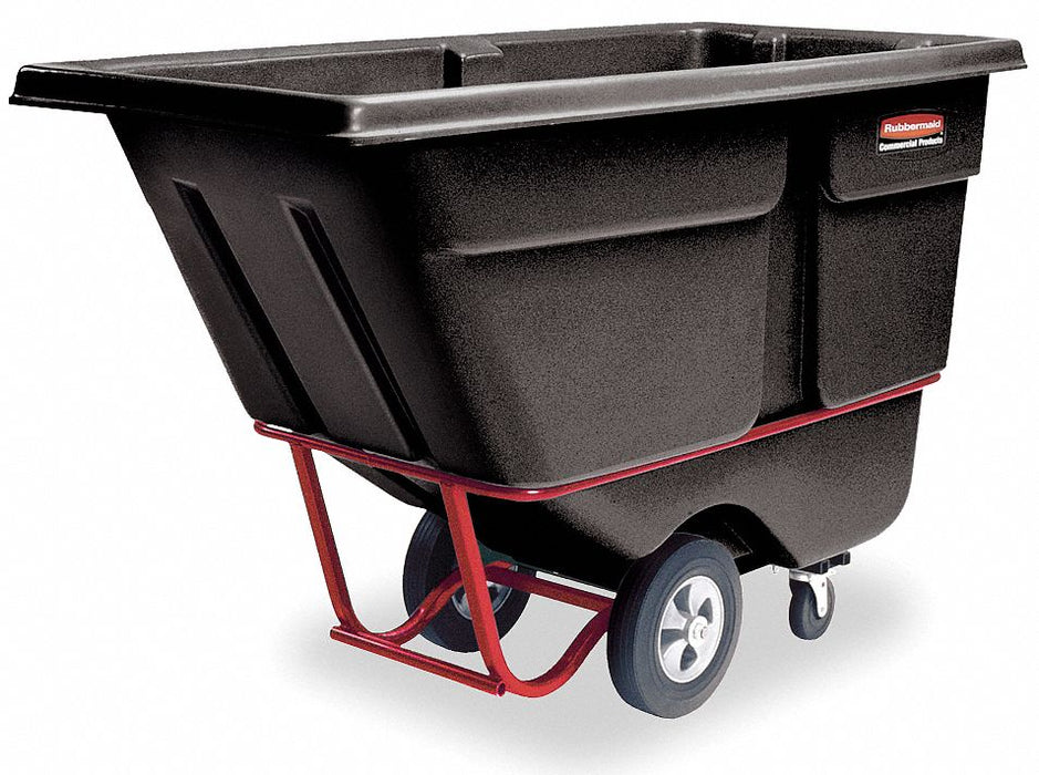 Plastic Tilt Truck: 27 cu ft Cubic Foot Capacity, 1,250 lb Load Capacity, Black, No Handle