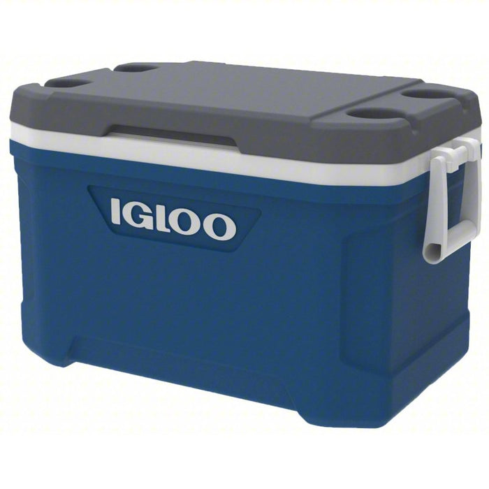 Chest Cooler,52Qt, Blue and Gray: 52 qt Cooler Capacity, 24 31/32 in Exterior Lg, Blue