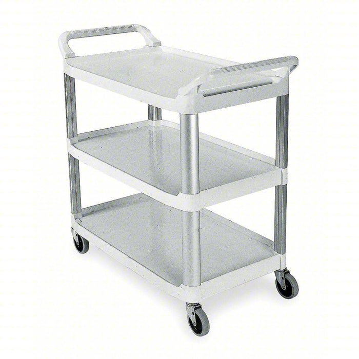 Dual-Handle Utility Cart with Lipped Plastic Shelves: 40 in x 20 in