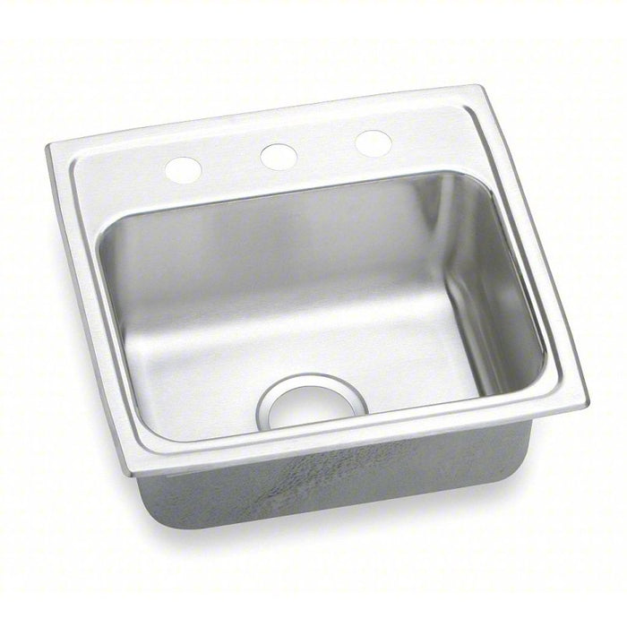Single Bowl Drop-in Sink: Elkay, 19 1/2 in Overall Lg, 19 in Overall Wd, 16 in x 13 1/2 in Bowl Size