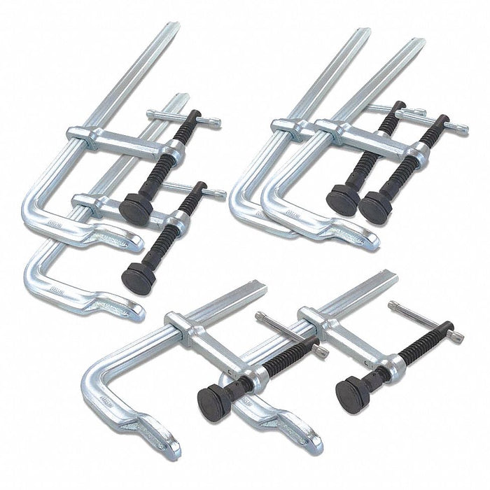 Bar Clamp Set: Heavy Duty, Sliding T Handle, 16 in Jaw Opening - Max, 2,660 lb Clamping Force