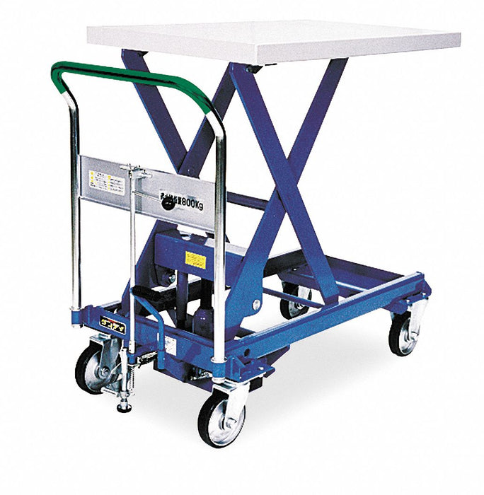 Manual Mobile Scissor-Lift Table: 1,760 lb Load Capacity, 39 3/8 in x 23 1/2 in Platform