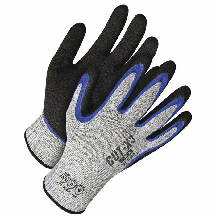 Coated Gloves: M ( 8 ), ANSI Cut Level A3, Palm, Nitrile, Nitrile, HPPE ( 13 ga ), Sandy, 1 PR