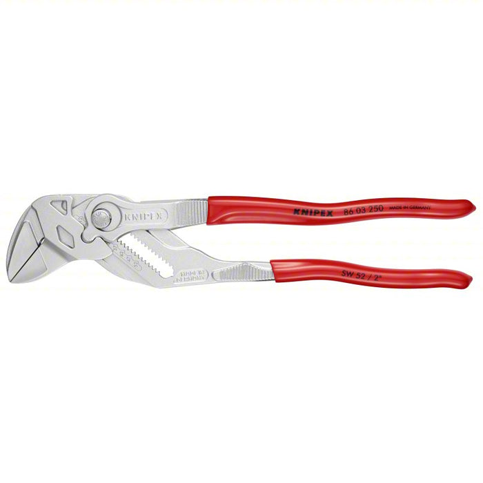 Plier Wrench: Flat, Push Button, 1 3/4 in Max Jaw Opening, 10 in Overall Lg, 19 Jaw Positions, Steel