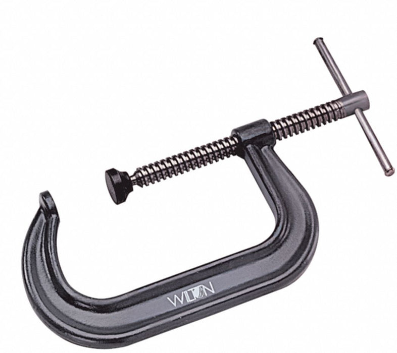 C-Clamp: Extra Heavy Duty, V-Grooved, Swivel, Sliding T Handle, 2 in – 12 1/4 in, Black Oxide