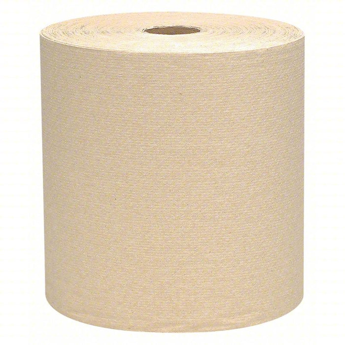 Paper Towel Roll: Brown, 8 in Roll Wd, 800 ft Roll Lg, Continuous Sheet Lg, Hardwound, 12 PK