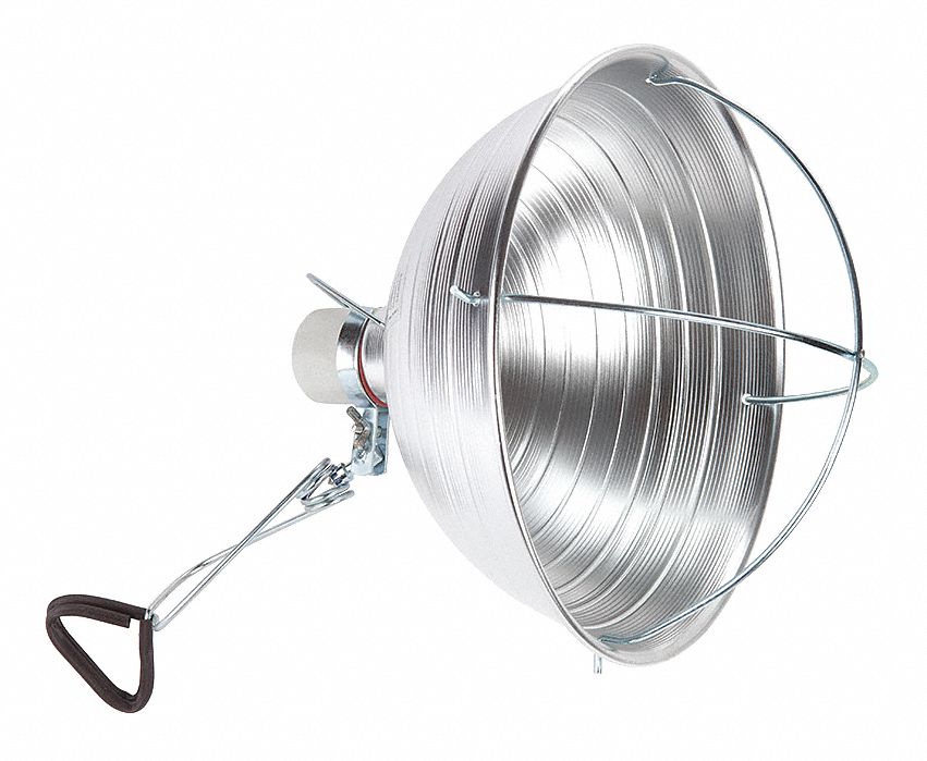 Clamp-On Task Light: Bulb Dependent, Corded, Clamp Light, 6 ft Power Cord Lg, 120V AC, Clamp