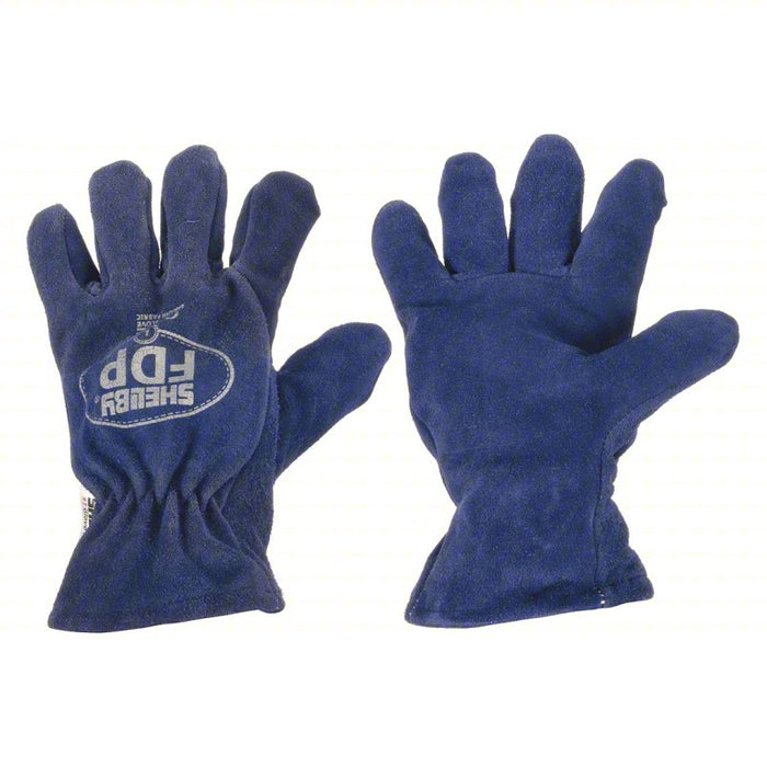 Firefighters Gloves: Structural, Gauntlet, M, Cowhide Leather, Blue, Cowhide Leather, 1 PR