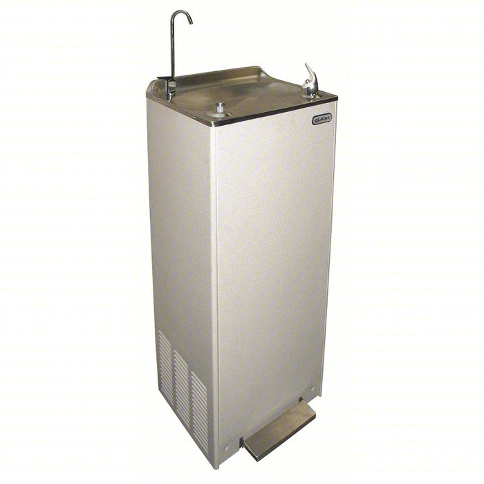 Drinking Fountain: 8 gph @ 50°F, 41 1/2 in Overall Ht, Footpedal, Gray