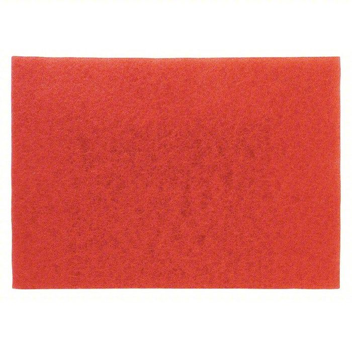 Buffing Pad: Red, 14 in x 20 in Floor Pad Size, 175 to 600 rpm, Non-Woven Polyester Fiber, 10 PK
