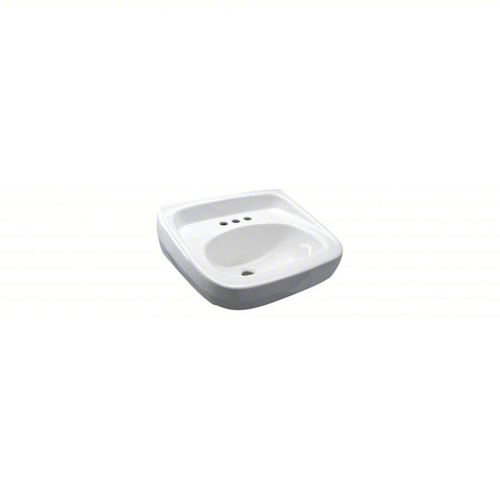 Lavatory Sink: Zurn, Z5340 Series, White, Vitreous China, 20 in Overall Lg, 18 in Overall Wd